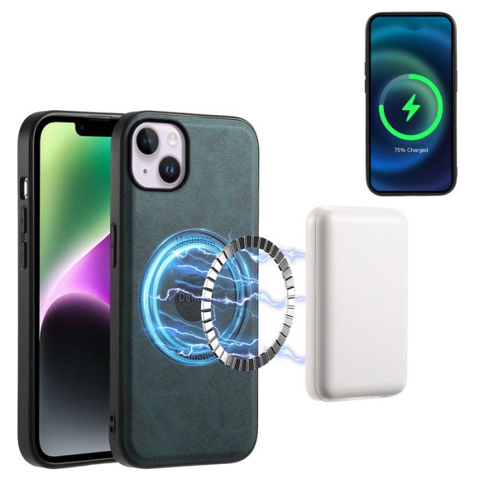 DENIOR - DENIOR A11 iPhone 14 Plus Fodral Retro PU+PC+TPU Blå