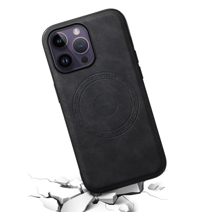 DENIOR - DENIOR A11 iPhone 14 Pro Fodral Magnetiskt Retro PU+PC+TPU Svart
