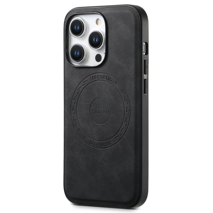 DENIOR - DENIOR A11 iPhone 15 Pro Fodral Läderbelagt TPU+PC Svart