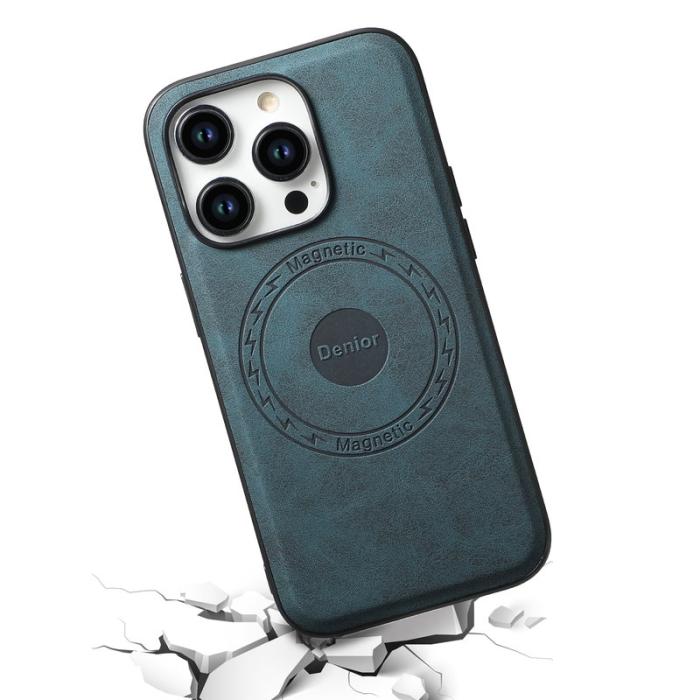 DENIOR - DENIOR A11 iPhone 15 Pro Fodral Läder TPU+PC Magnetiskt Blå