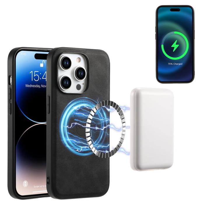 DENIOR - DENIOR A11 iPhone 15 Pro Max Fodral Äkta Läder Svart