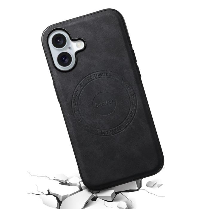 DENIOR - DENIOR A11 iPhone 16 Fodral Läder+PC+TPU Svart