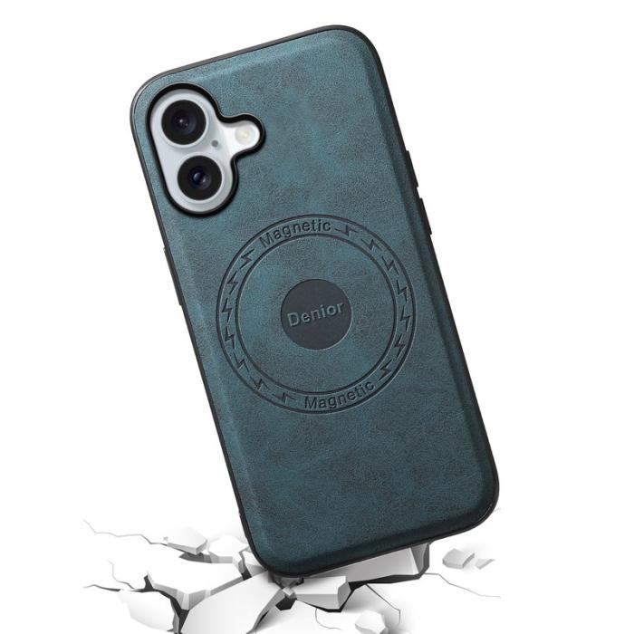 DENIOR - DENIOR A11 iPhone 16 Fodral Läder+PC+TPU Blå