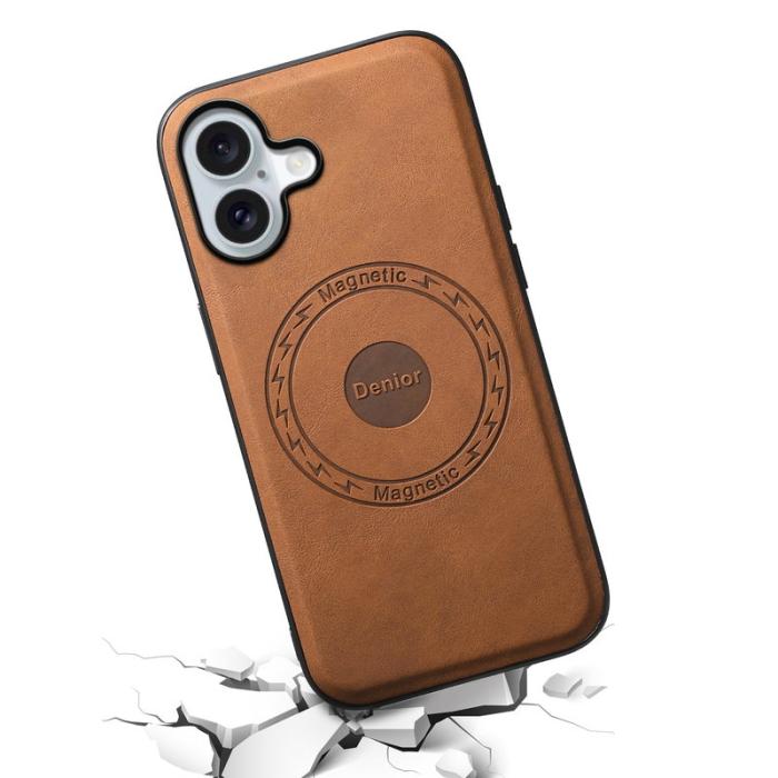 DENIOR - DENIOR A11 iPhone 16 Fodral Läder+PC+TPU Brun