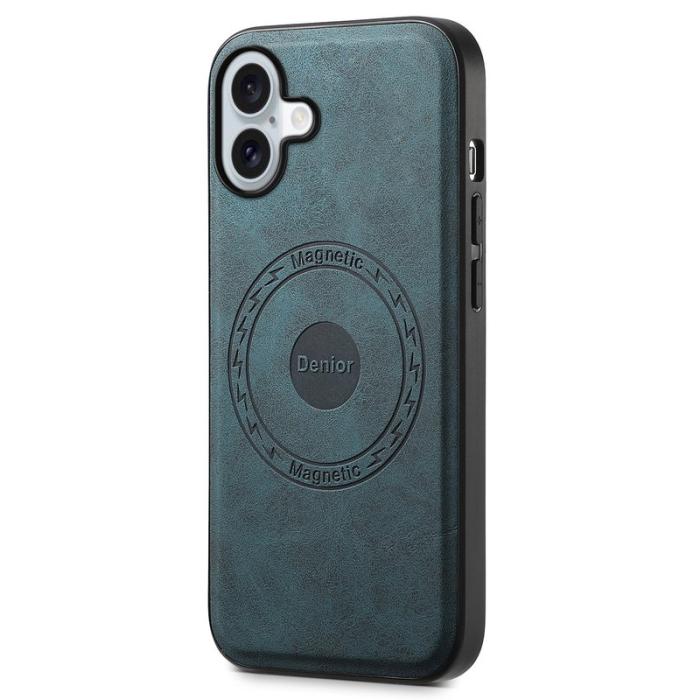 DENIOR - DENIOR A11 iPhone 16 Plus Magnetfodral Läder+PC+TPU Blå