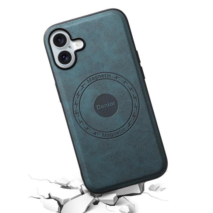 DENIOR - DENIOR A11 iPhone 16 Plus Magnetfodral Läder+PC+TPU Blå
