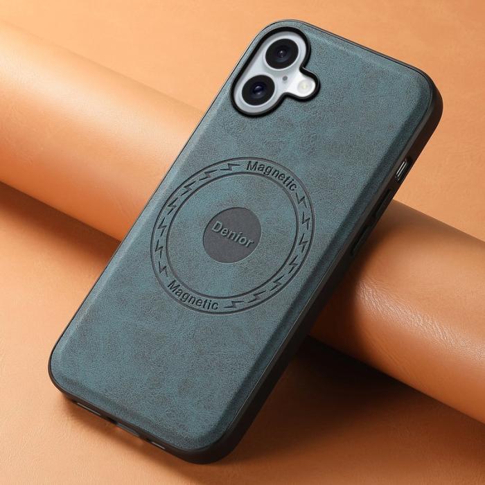 DENIOR - DENIOR A11 iPhone 16 Plus Magnetfodral Läder+PC+TPU Blå