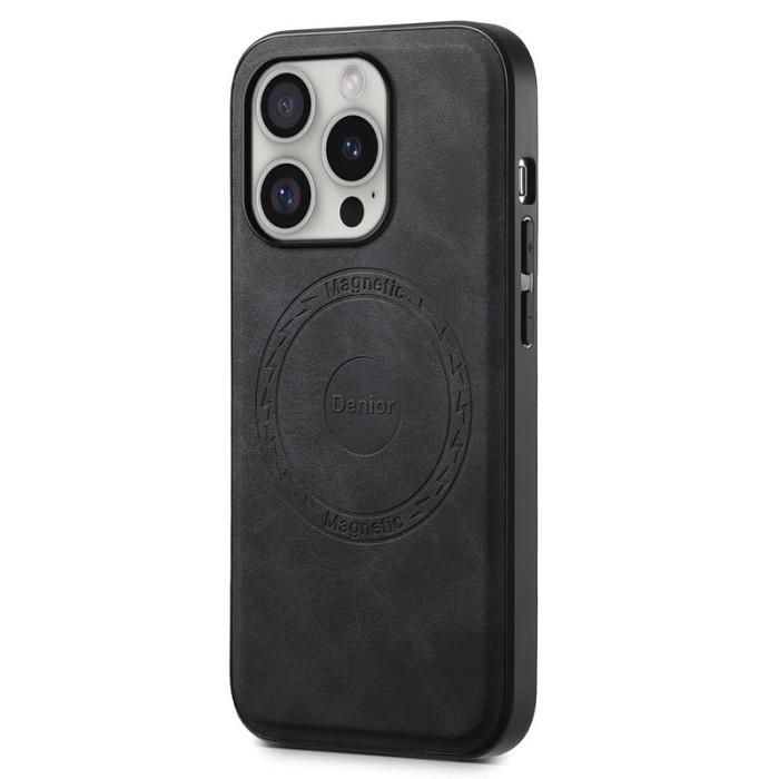 DENIOR - DENIOR A11 iPhone 16 Pro Fodral Vintage PU Läder Svart