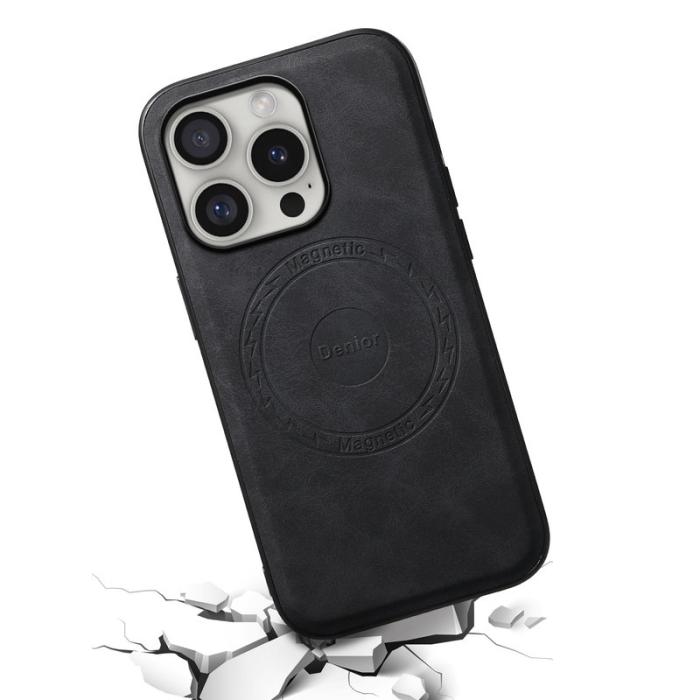 DENIOR - DENIOR A11 iPhone 16 Pro Fodral Vintage PU Läder Svart