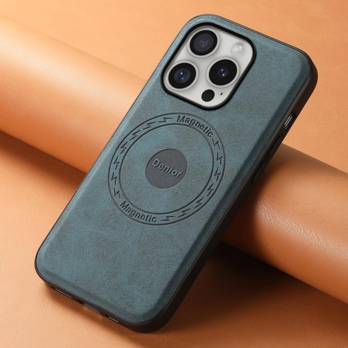 DENIOR - DENIOR A11 iPhone 16 Pro Fodral Vintage PU Läder Blå