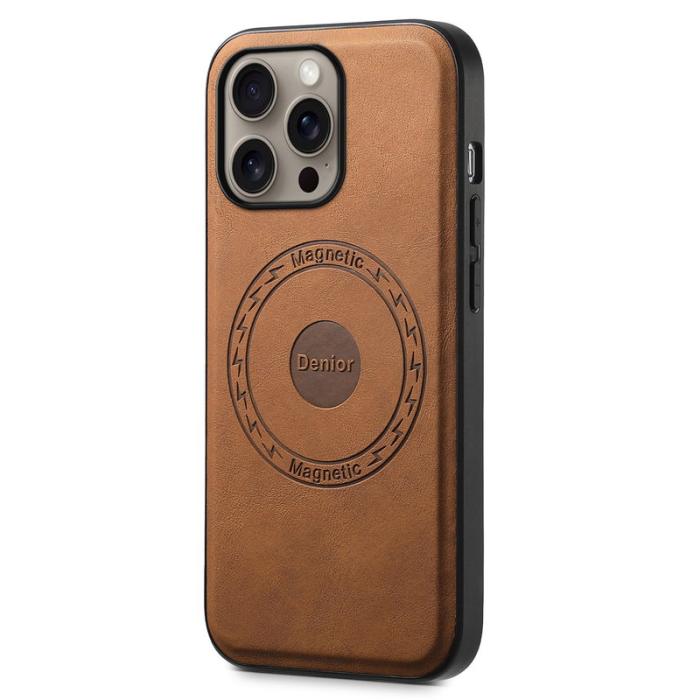 DENIOR - DENIOR A11 iPhone 16 Pro Max Fodral Äkta Läder Retro - Brun