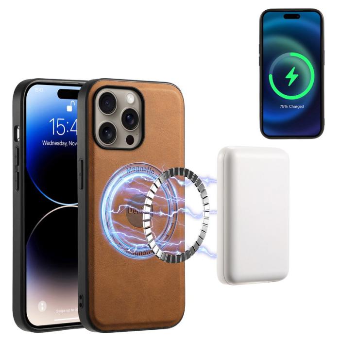 DENIOR - DENIOR A11 iPhone 16 Pro Max Fodral Äkta Läder Retro - Brun