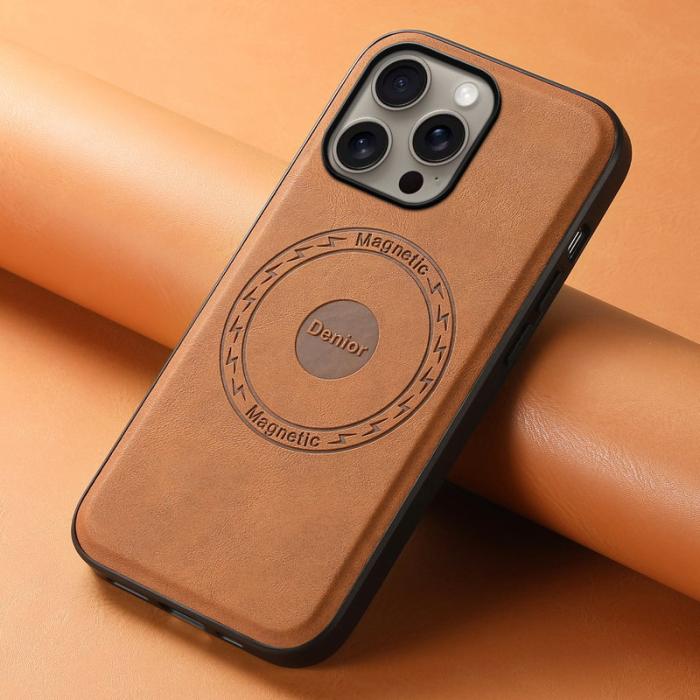 DENIOR - DENIOR A11 iPhone 16 Pro Max Fodral Äkta Läder Retro - Brun