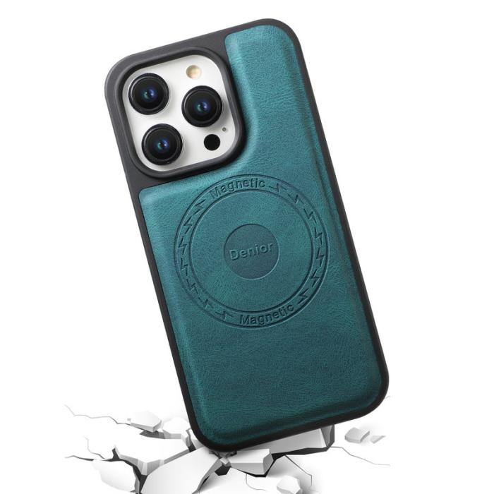 DENIOR - DENIOR A13 iPhone 15 Pro Fodral Läder + PC + TPU - Grön