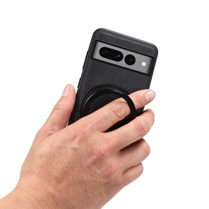 DENIOR - DENIOR Google Pixel 7 Pro 5G Magnetfodral Läder PC TPU Svart