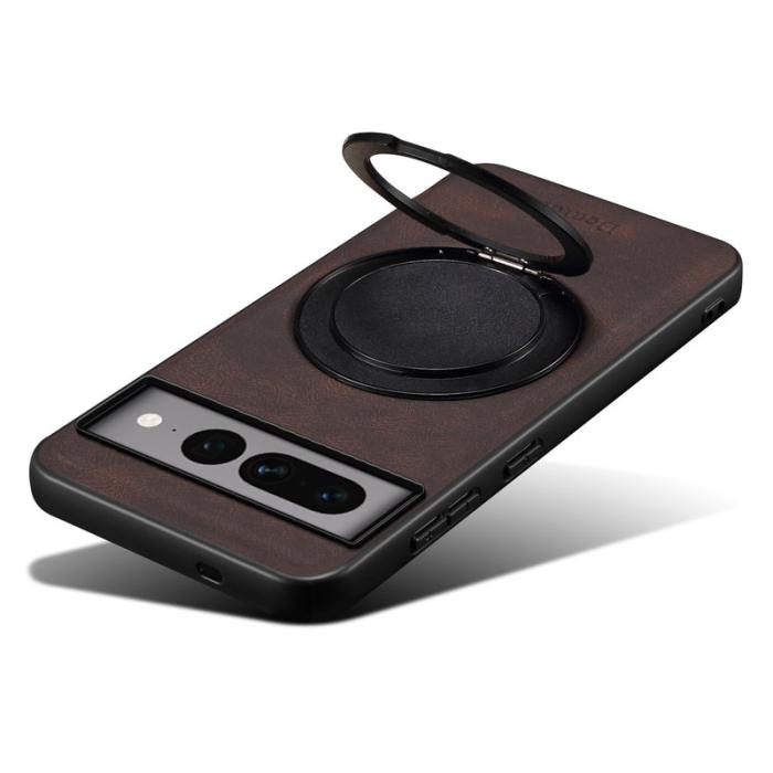 DENIOR - DENIOR Google Pixel 7 Pro 5G Magnetfodral Läder PC TPU - Brun