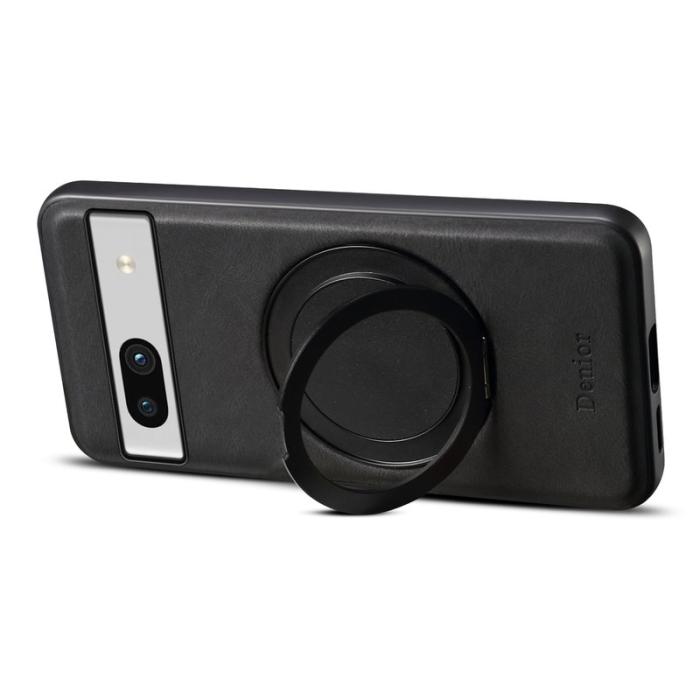 DENIOR - DENIOR Google Pixel 7a Magnetfodral med ställ i läder och PC - Svart