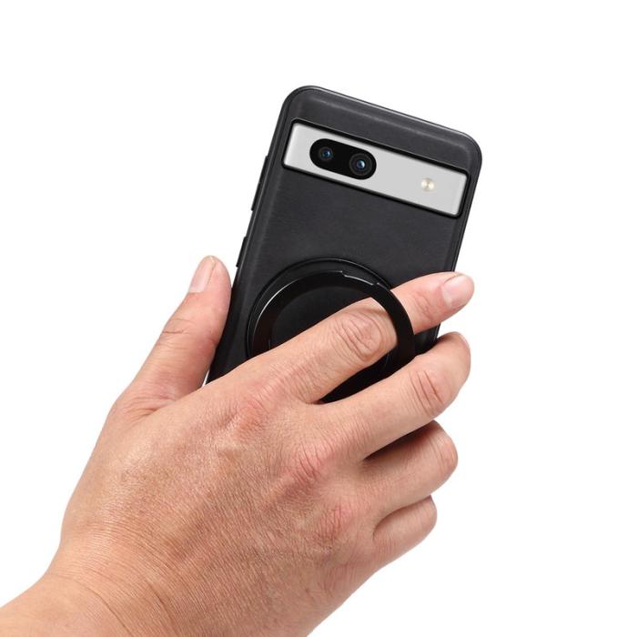 DENIOR - DENIOR Google Pixel 7a Magnetfodral med ställ i läder och PC - Svart