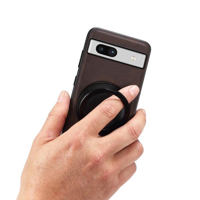 DENIOR - DENIOR Google Pixel 7a Magnetiskt Fodral Läder PC TPU - Brun