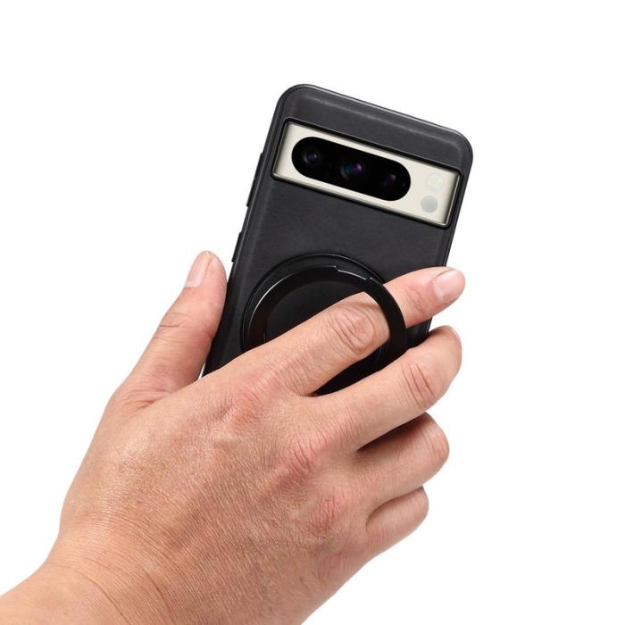 DENIOR - DENIOR Google Pixel 8 Pro Magnetiskt Fodral Läder PC TPU Svart
