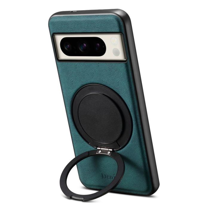 DENIOR - DENIOR Google Pixel 8 Pro Magnetfodral med ställ i läder TPU - Blå