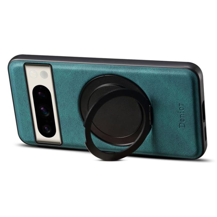 DENIOR - DENIOR Google Pixel 8 Pro Magnetfodral med ställ i läder TPU - Blå