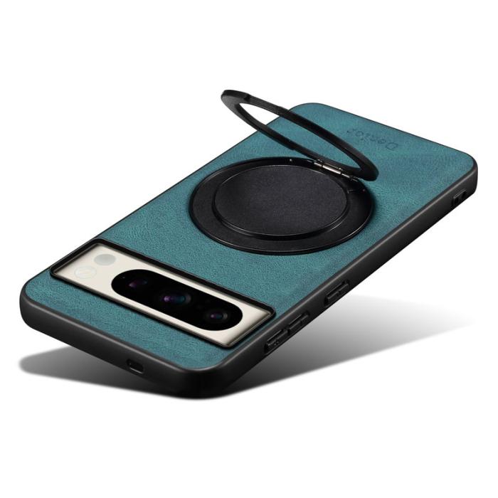 DENIOR - DENIOR Google Pixel 8 Pro Magnetfodral med ställ i läder TPU - Blå