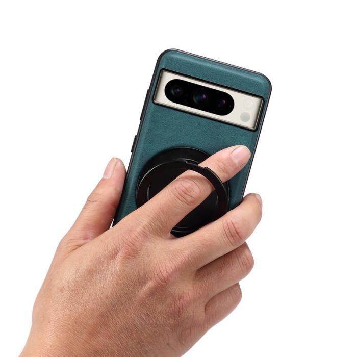 DENIOR - DENIOR Google Pixel 8 Pro Magnetfodral med ställ i läder TPU - Blå