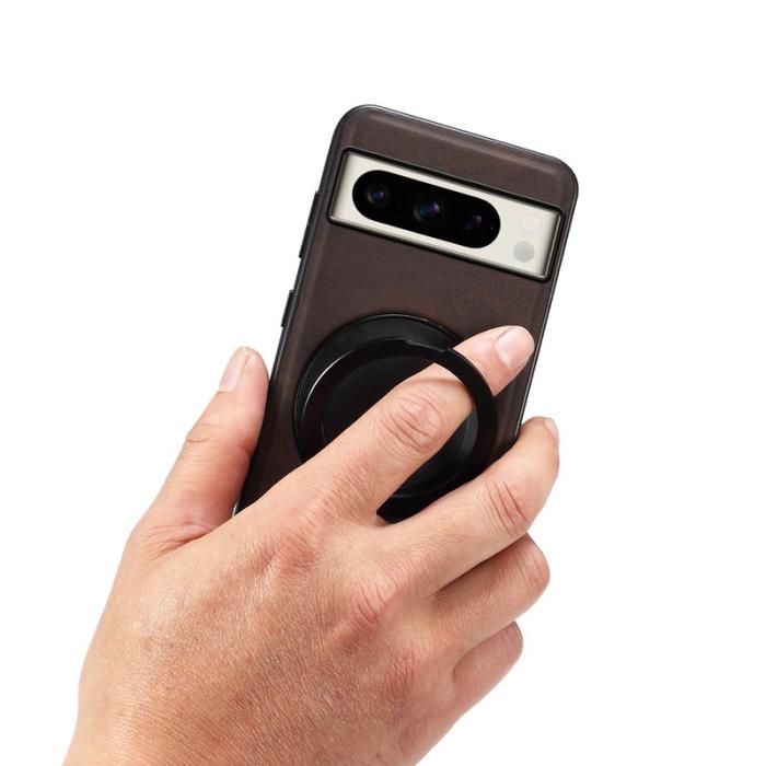 DENIOR - DENIOR Google Pixel 8 Pro Magnetiskt Fodral Läder PC TPU - Brun