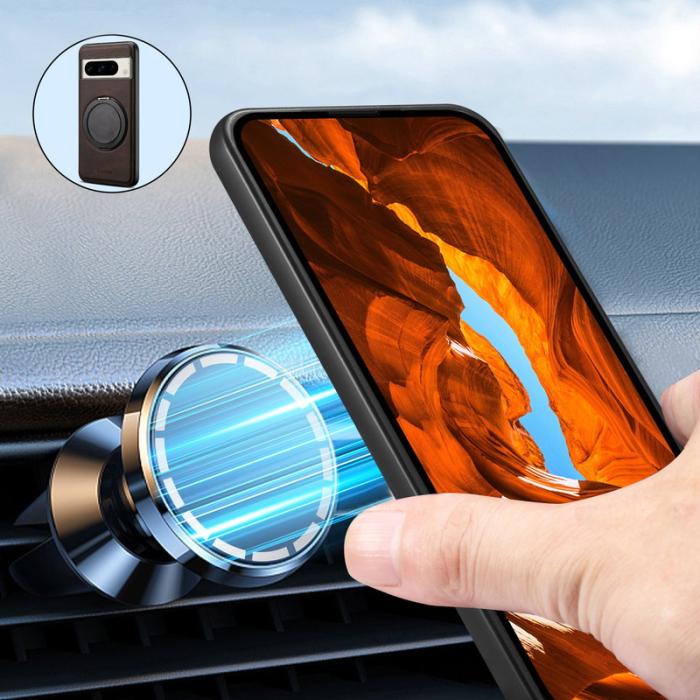 DENIOR - DENIOR Google Pixel 8 Pro Magnetiskt Fodral Läder PC TPU - Brun