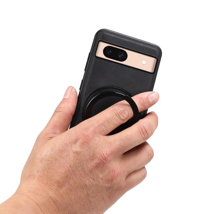 DENIOR - DENIOR Google Pixel 8a Magnetiskt Fodral Läder PC TPU Svart