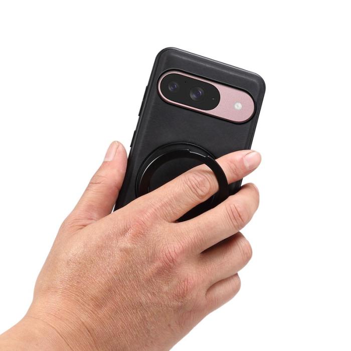 DENIOR - DENIOR Google Pixel 9/9 Pro Magnetiskt Fodral Läder PC TPU Svart