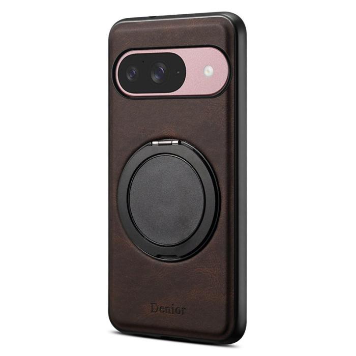 DENIOR - DENIOR Pixel 9 / Pixel 9 Pro Magnetfodral Läder PC TPU - Brun