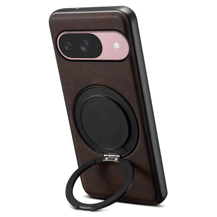 DENIOR - DENIOR Pixel 9 / Pixel 9 Pro Magnetfodral Läder PC TPU - Brun
