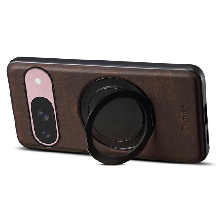 DENIOR - DENIOR Pixel 9 / Pixel 9 Pro Magnetfodral Läder PC TPU - Brun