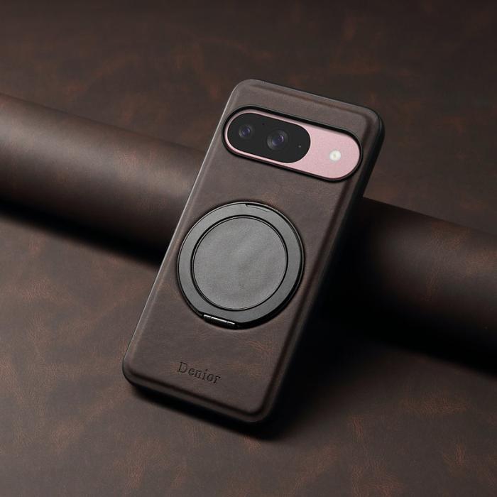 DENIOR - DENIOR Pixel 9 / Pixel 9 Pro Magnetfodral Läder PC TPU - Brun