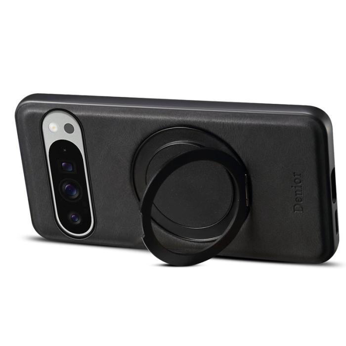 DENIOR - DENIOR Google Pixel 9 Pro XL Magnetiskt Fodral Läder PC TPU Svart