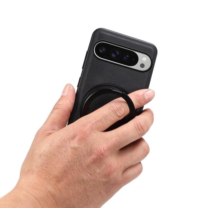 DENIOR - DENIOR Google Pixel 9 Pro XL Magnetiskt Fodral Läder PC TPU Svart