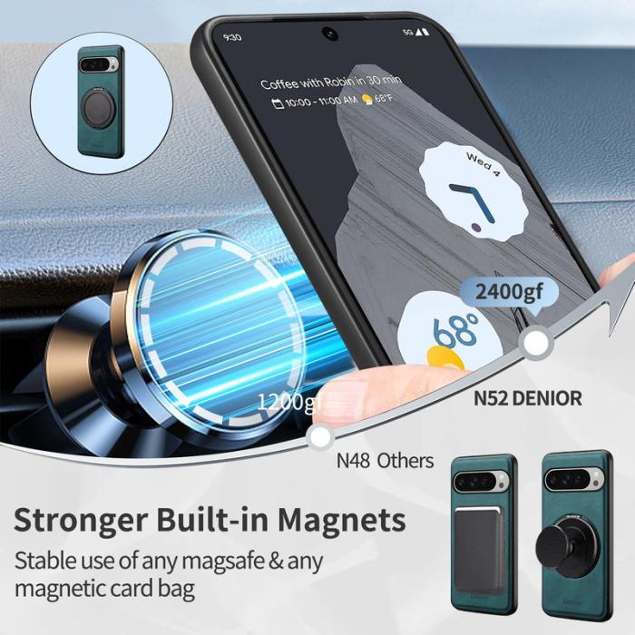 DENIOR - DENIOR Google Pixel 9 Pro XL Magnetfodral Läder PC TPU - Blå