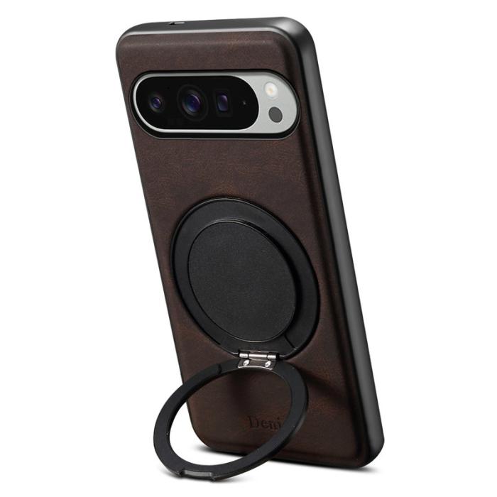 DENIOR - DENIOR Google Pixel 9 Pro XL Magnetfodral Läder PC TPU - Brun