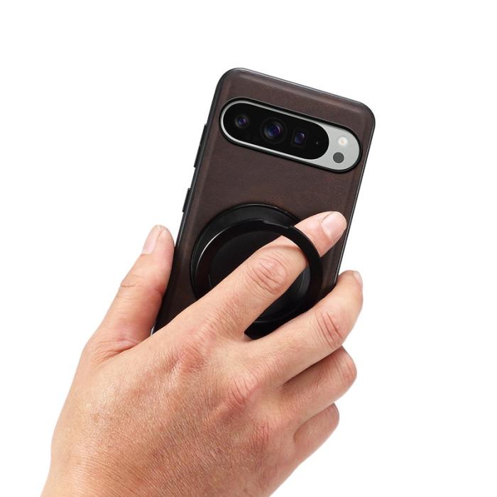 DENIOR - DENIOR Google Pixel 9 Pro XL Magnetfodral Läder PC TPU - Brun