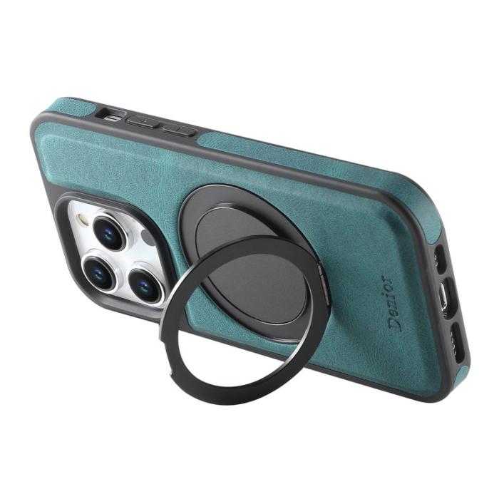 DENIOR - DENIOR iPhone 15 Pro Max Magnetiskt Fodral Läder PC TPU - Blå