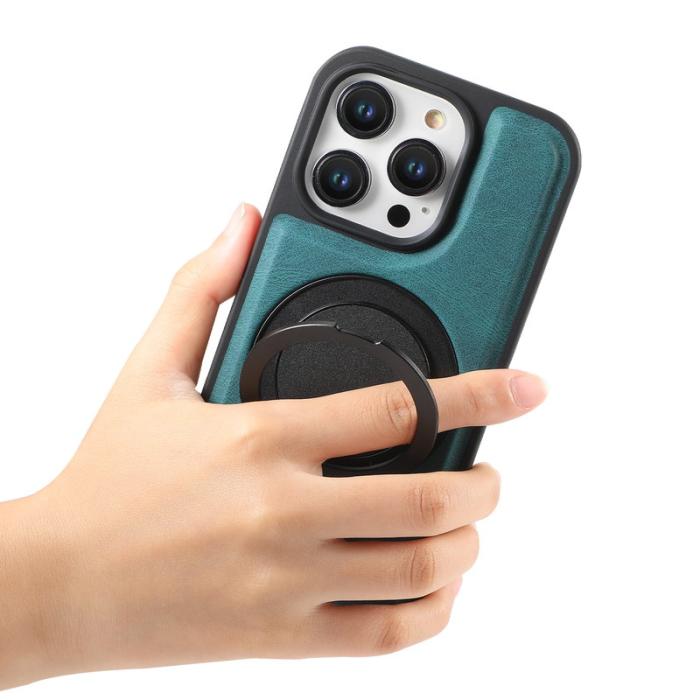 DENIOR - DENIOR iPhone 15 Pro Max Magnetiskt Fodral Läder PC TPU - Blå