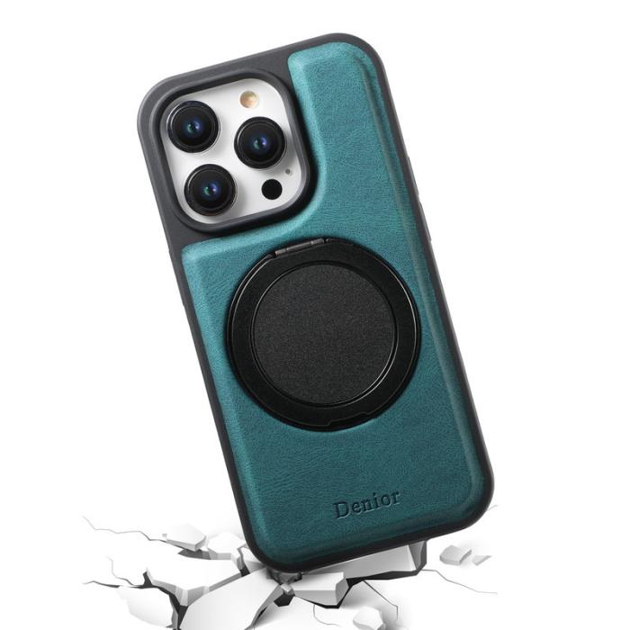 DENIOR - DENIOR iPhone 15 Pro Max Magnetiskt Fodral Läder PC TPU - Blå