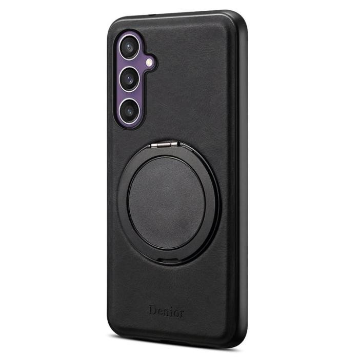 DENIOR - DENIOR A14 Samsung Galaxy S23 FE Magnetfodral Läder PC TPU Svart