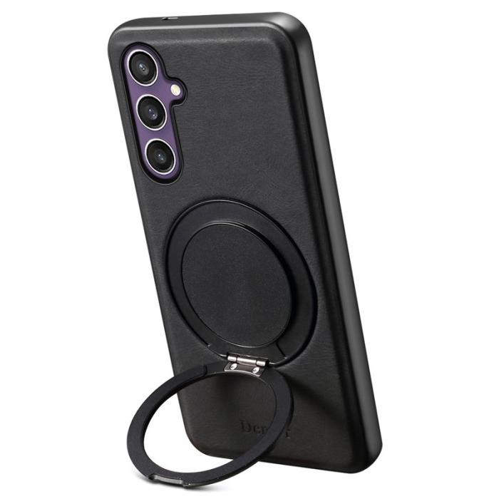 DENIOR - DENIOR A14 Samsung Galaxy S23 FE Magnetfodral Läder PC TPU Svart