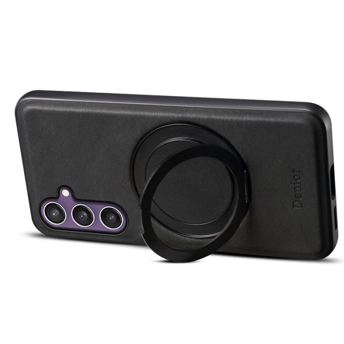 DENIOR - DENIOR A14 Samsung Galaxy S23 FE Magnetfodral Läder PC TPU Svart