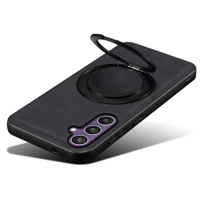 DENIOR - DENIOR A14 Samsung Galaxy S23 FE Magnetfodral Läder PC TPU Svart