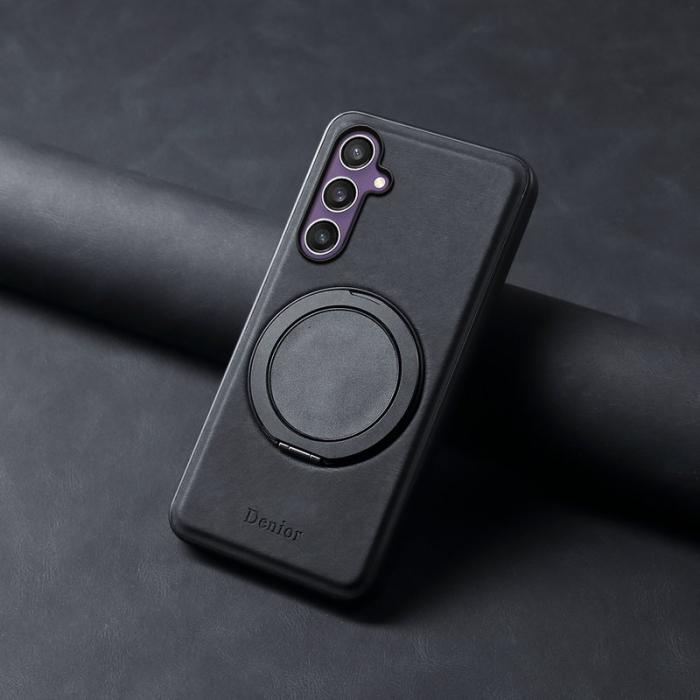DENIOR - DENIOR A14 Samsung Galaxy S23 FE Magnetfodral Läder PC TPU Svart
