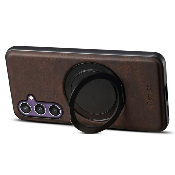 DENIOR - DENIOR Galaxy S23 FE Skal Magnetisk Ställning Läder PC TPU - Brun